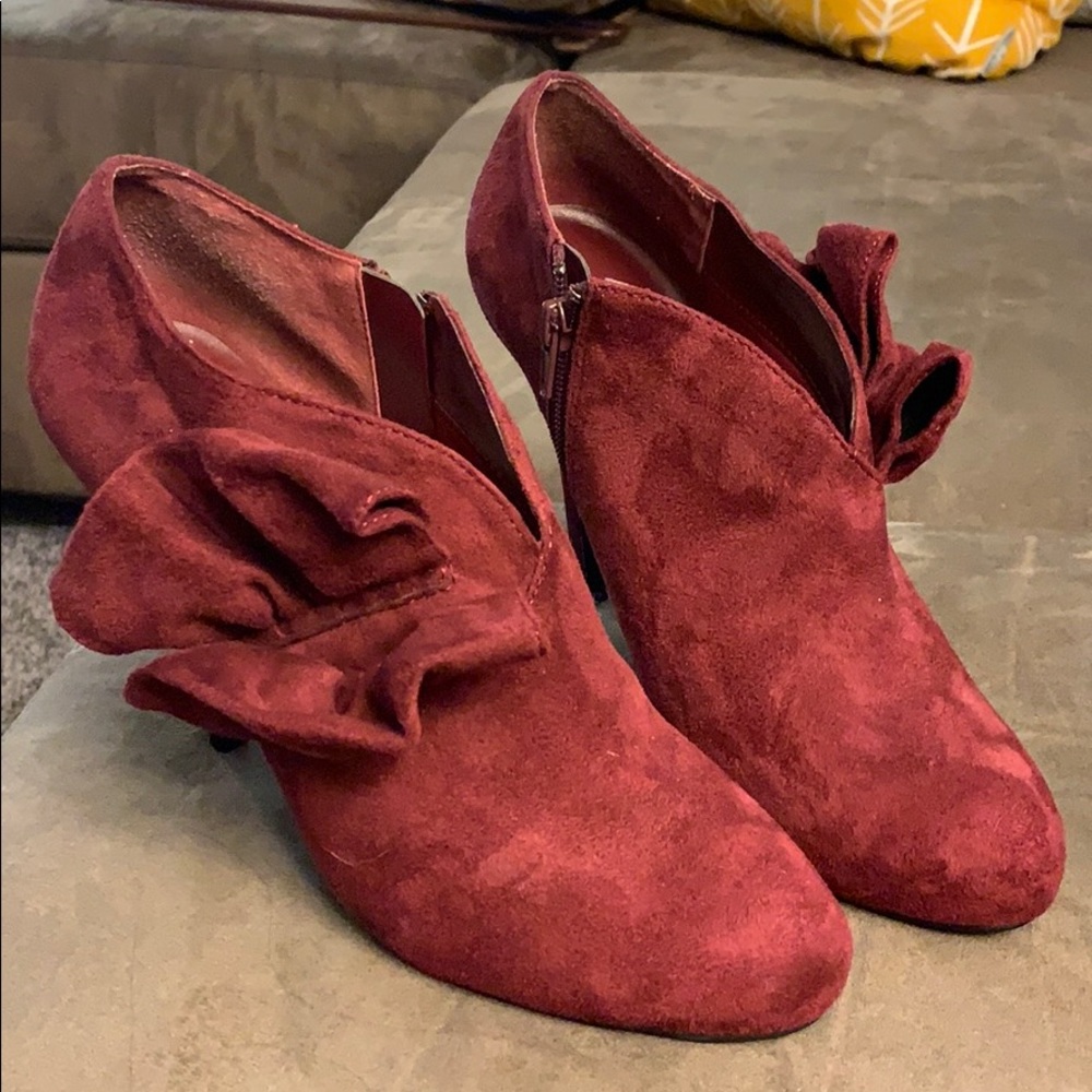 Burgundy booties